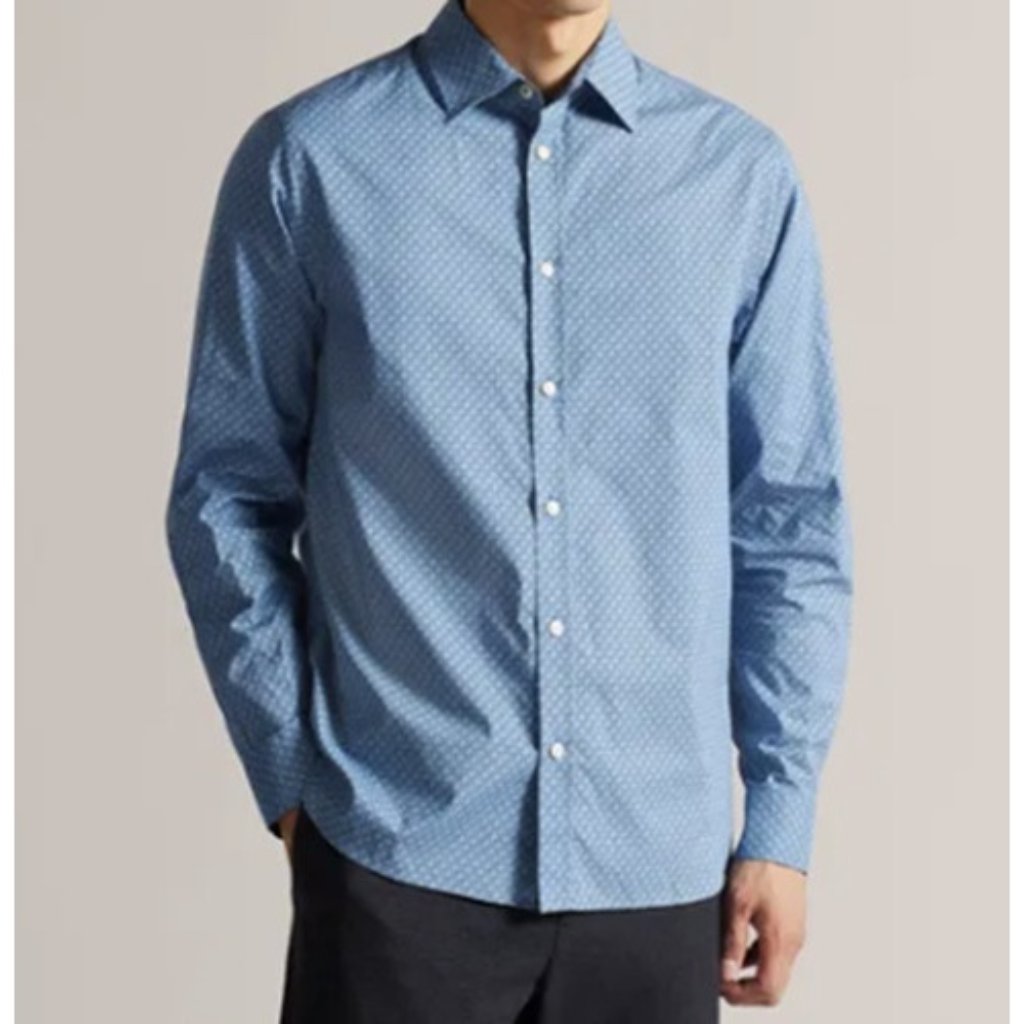 Ted Baker London Mma-Burstal Houndstooth Shirt Blue ( 5/Xl )